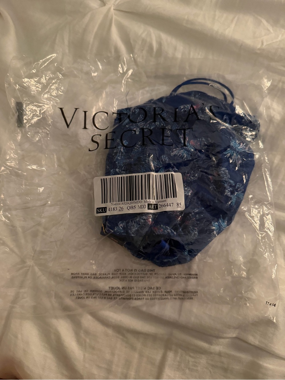 Victoria's Secret Blue Floral Lace Bra M/DD
